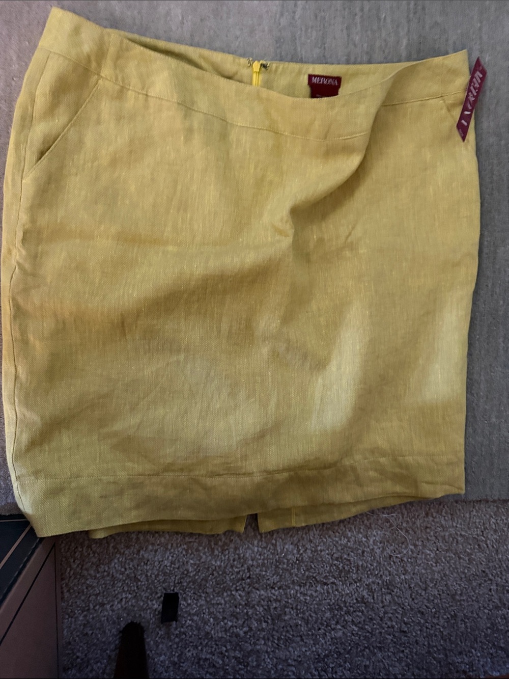 Merona Lemon Yellow Linen-Blend Pencil Skirt